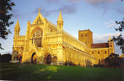 Exterior view of St Albans Cathedral