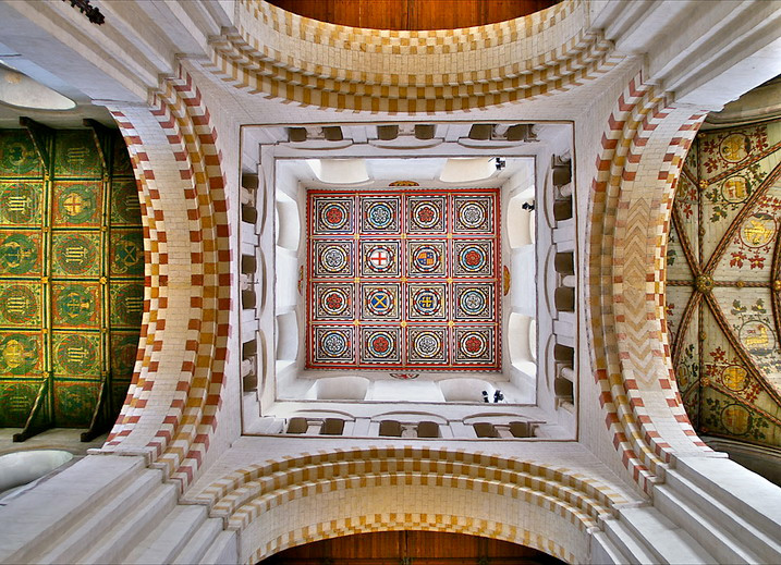 Photograph of the detail of the ceiling, St Albans Cathedral