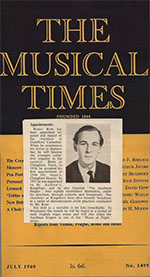 Thumbnail image of Musical Times announcement