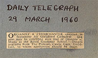 Thumbnail of Daily Telegraph advert for Guildford Organist